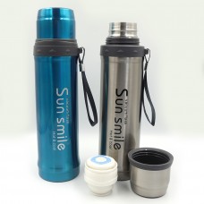 Бутылка-термос для воды JS-0007 Sun smile 800ml, mix с петлёй двойн. стен.1шт/этик.