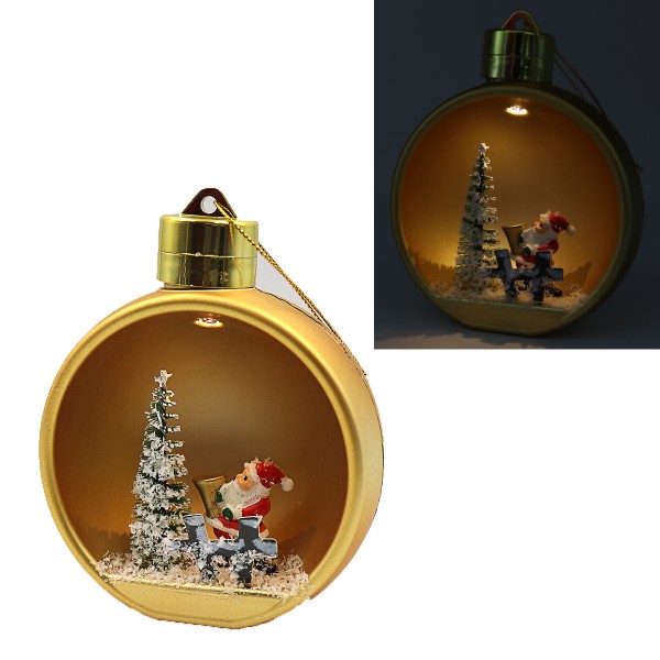 Елочный шар LED КР-0084 Gold, 3D фигурка, 12х10х6см