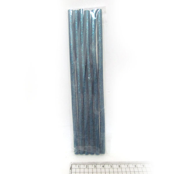 Клей-стержни 0252-BL для клеевого пистолета Blue glitter 18*0,7см., 6шт.в уп.OPP