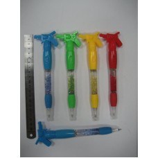 Ручка детская с  игрушкой и жидкостью, светящаяся, "Пистолет" DSC04927  шариковая, синяя, микс корпусов