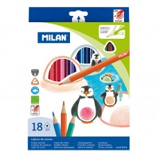 Набор цветных карандашей ТМ "MILAN" 0722318R 18шт.,треугольные D2,9mm