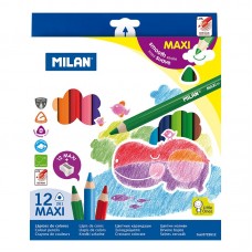 Набор цветных карандашей ТМ MILAN 0722612 MAXI 12цв. с точилкой,треугольные D5mm
