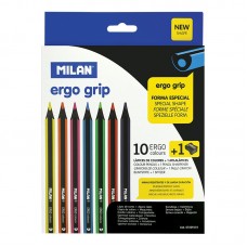 Набор цветных карандашей ТМ MILAN 07229110 треугольные 10цв. с точилкой, D3,5mm