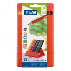 Набор цветных карандашей ТМ "MILAN 0729312 треугольные с пластиковой подставкой 12цв