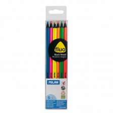 Набор цветных карандашей ТМ MILAN 0752306  Fluo флюорисцентные,треугольные,6цв., D2,9mm