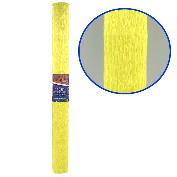 Креповая-бумага J.Otten KR150-8014 150%, светло-жёлтая 50*200см, основа 95г/м2, общ.238г/м2 OPP
