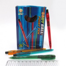 Ручка шариковая автомат 1564  0,7мм, прозрачный корпус в блестках, синяя, микс корпусов