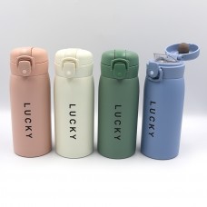 Бутылка-термос для воды O198 Lucky 350ml,   двойн. стен.mix 1шт/этик