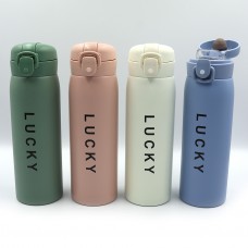 Бутылка-термос для воды O199 Lucky 500ml,  двойн. стен. mix 1шт/этик