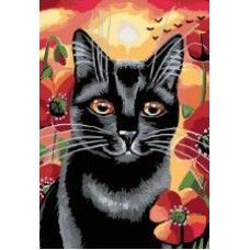 Раскраска по номера 20*30см J.Otten E20 Черная кошка OPP холст на раме с краск. кисти