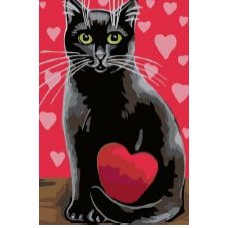 Раскраска по номера 20*30см J.Otten E21 Черная кошка OPP холст на раме с краск. кисти