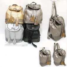 Рюкзак-мешок молодежный экокожа 2625 Плетение, с заклепками, 27х25х12см
