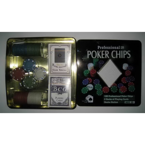 Игра настольная G03542 Набор для покера  в металлической коробке