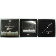 Набор подарочный JC447 Mont Blanc, футляр, ручка Mont Blanc черная с серебром, музыкальный диск