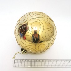 Елочный шар 4825-15СМ Большой золотой с узором, D15см