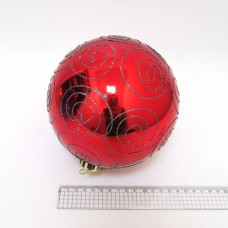 Елочный шар 4825-15CM Большой красный с узором, D15см