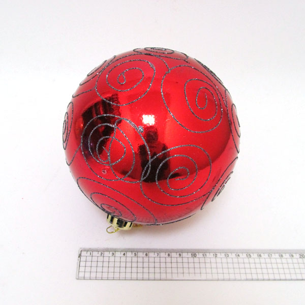 Елочный шар 4825-15CM Большой красный с узором, D15см
