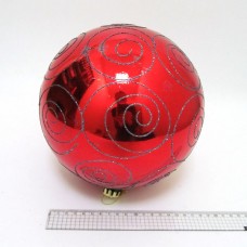 Елочный шар 4825-20RD Большой красный с узором, D20см