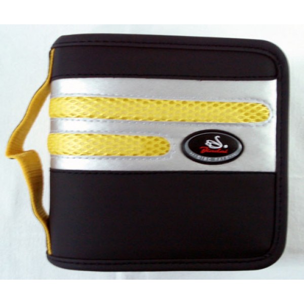 Папка для 40 дисков JDA-6040 черная с серебром, жёлтыми полосами и ручкой