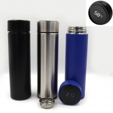 Бутылка-термос для воды YW-723 Classic с градусником и сеткой 500ml,  двойн. стен.mix 1шт/этик
