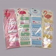 Стикеры бумага самоклеящаяся детские IMG7621 Фламинго, 7 штук по 18 листов, микс расцветок