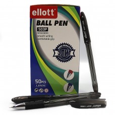 Ручка шариковая Ellot 503Р, 1мм, черная, прозрачный корпус, грип