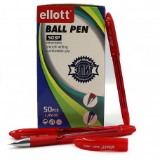 Ручка шариковая Ellot 503P, 1мм, красная, прозрачный корпус, грип