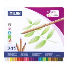 Набор цветных карандашей ТМ MILAN 80058 шестигранные в металлическом футляре 24цв., D3,5mm