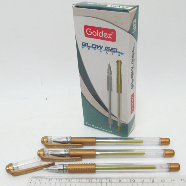 Ручка гелевая Goldex Индия #894 Glow gel Metallic gold 1мм с грипом золото