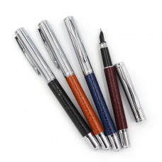 Ручка перьевая металлическая Baixin FP918 кожаная вставка, микс корпусов