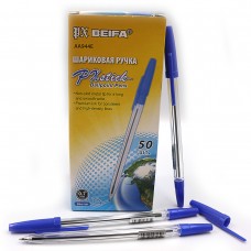 Ручка шариковая Beifa AA944E прозрачная 1мм синяя