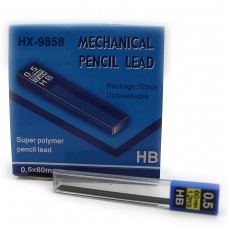 Грифели для механичесикх карандашей HB, 0,5мм, 9858-0.5ММ 60мм, 12штук в упаковке
