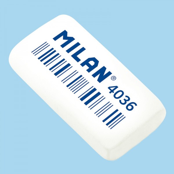 Ластик TM MILAN CNM4036 прямоугольный, белый 3,9*2*0,8см. Индивидуальная упаковка