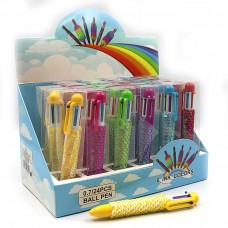 Ручка детская с пайетками многоцветная автомат "Пайетки" DSCN0560 шариковая, 6 цветов, микс корпусов