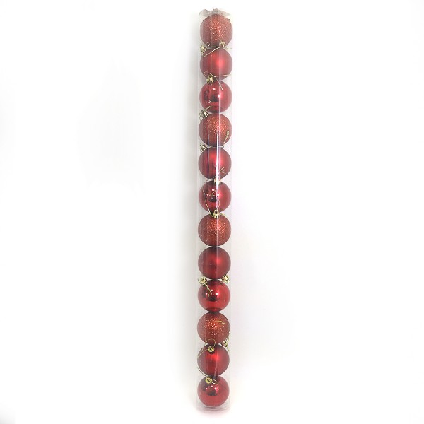 Набор елочных шаров DSCN0922-6-12-R RED,  6см, 12 штук в тубусе