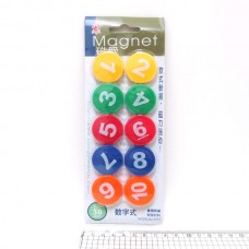 Магнит для магнитной доски DSCN1567 Цифры 1-10, D 3см, 10 штук в блистере, микс расцветок