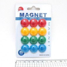 Магнит для магнитной доски DSCN1570 Colours, D 2см, 12 штук в блистере, микс расцветок