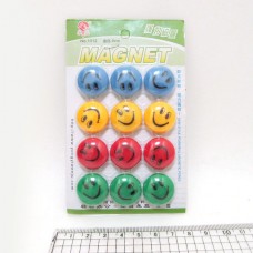 Магнит для магнитной доски DSCN1571 Смайлики, D 2см, 12 штук в блистере, микс расцветок