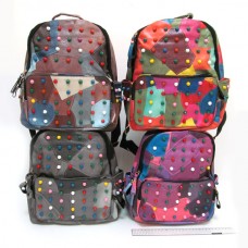 Рюкзак молодежный экокожа 4329 Крапинка, 4 отдела, с заклепками, 30х24х12см, микс расцветок