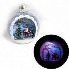Елочный шар LED DSCN9967 Дед Мороз, разным светом, 3D фигурка, 12х10х4см