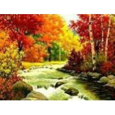 Алмазная мозаика по номерам 30*40см J.Otten GB70391 Осенний лес на берегах реки в рулоне