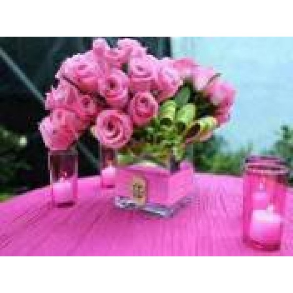 Алмазная мозаика по номерам 30*40см J.Otten GB71106 Розовые цветы и свечи в рулоне