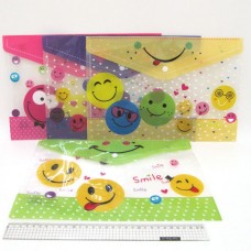 Папка-конверт с кнопкой Smile, пластик, 18S, 33,5х23см, микс расцветок