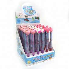 Ручка детская с игрушкой многоцветная автомат "Лебеди" IMG4538-3  шариковая, 3 цвета, микс корпусов