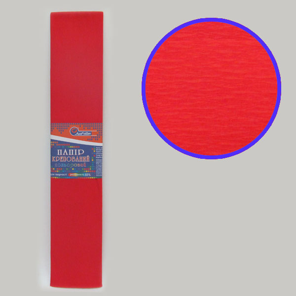 Креповая бумага KR55-8001 55%, красный 50*200см, основа20г/м2, общ.31г/м2