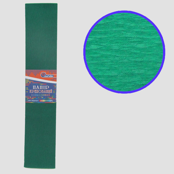Креповая бумага KR55-8040 55%, темно-зелёный 50*200см, основа20г/м2, общ.31г/м2