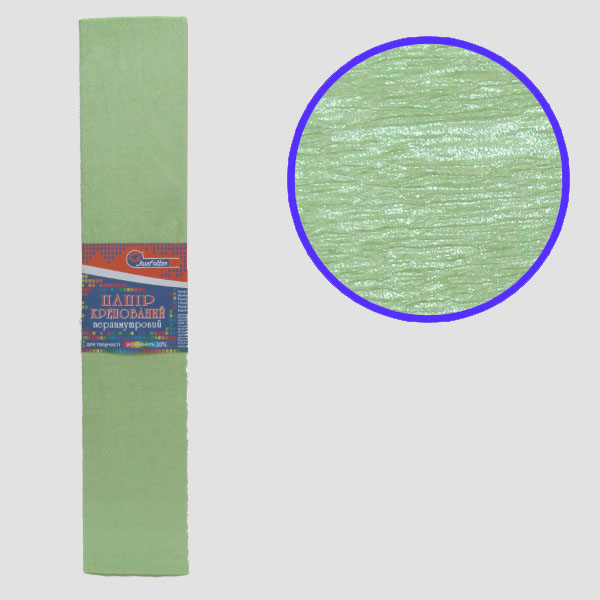 Креповая бумага KRPL-80102 30%, перламутровый зелёный 50*200см, основа20г/м2, общ.26г/м2
