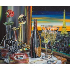 Раскраска по номера 30*40см J.Otten EKTL1184_O Шампанское с видом на Париж OPP холст на раме краск. кисти.
