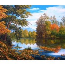 Раскраска по номера 30*40см J.Otten EKTL2117_O Осень на озере OPP холст на раме краск. кисти.