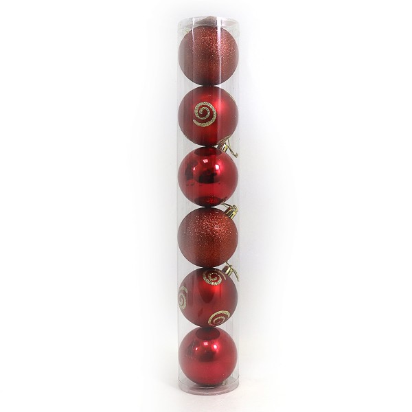 Набор елочных шаров NY7180-8 Red, D8см, 6 штук